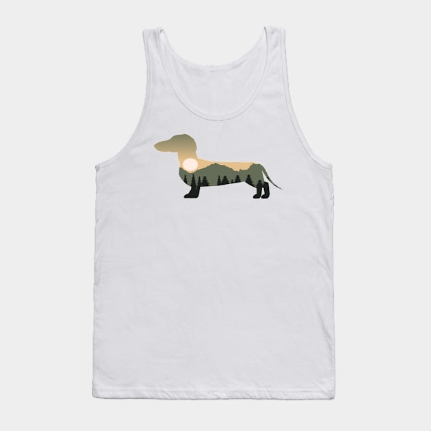 dachshund dog forest mountain sunset gift Tank Top by T-shirt verkaufen